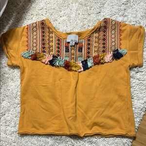 Chloe Oliver Short Sleeve Tee with Ethnic Trim